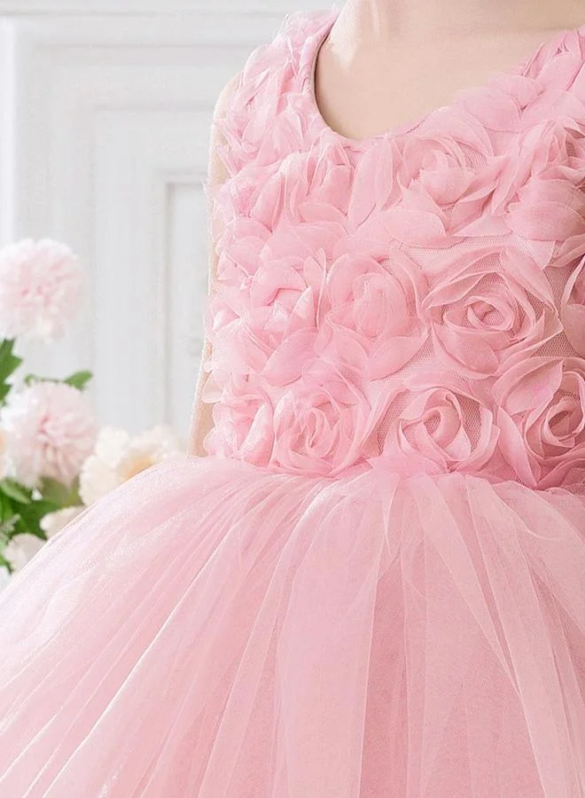 Take Two  Girls Pink Flower Details Mesh Sleeveless Dress for Women | Best Price UAE